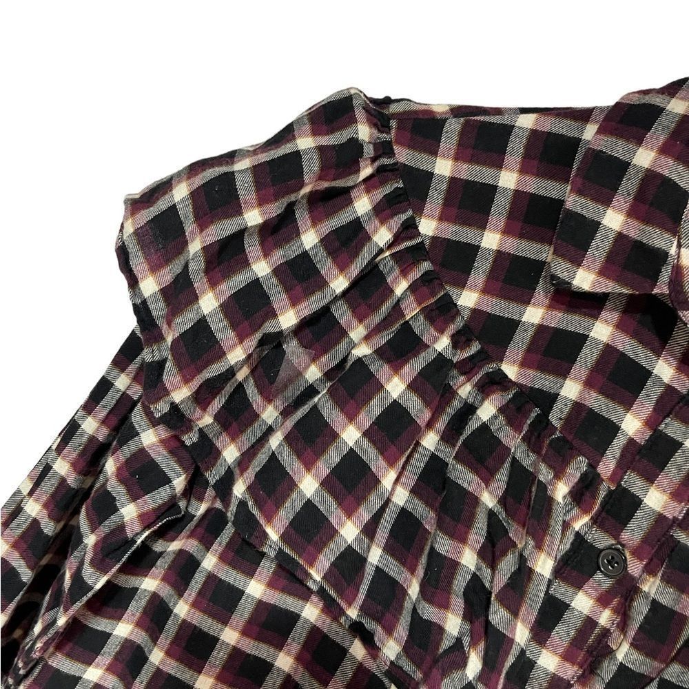 Monki Plaid Frill Ruffle Button-down Top Medium - Picture 6 of 10